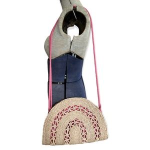 Vintage Boho Woven Rope Half Moon Purse